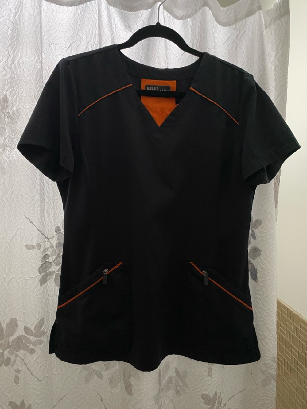Helly Hansen Black Scrub Top with Orange Trim